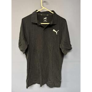 PUMA ESS Pique Polo Shirt Black Regular Fit Men’s Large 100% Cotton